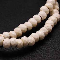 Blanc Brins de perles turquoise synthétiques rondelles à facettes, teint, blanc, 4x2mm, Trou: 1mm, Environ 166 pcs/chapelet, 15.7 pouce
