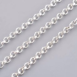 Silver Iron Rolo Chains, Belcher Chain, Unwelded, Lead Free, Silver Color Plated, with Spool, Size: Chain: about 2.5mm in diameter, 1mm thick, about 328.08 Feet(100m)/roll