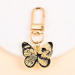 Mariposa Llavero colgante de esmalte de aleación estilo punk, para bolso coche colgante, dorado, mariposa, 6~7 cm