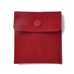 Красный Бархатные мешочки для хранения украшений, прямоугольные сумки для украшений с застежкой-кнопкой, для сережек, хранение колец, красные, 9.65x8.9 см