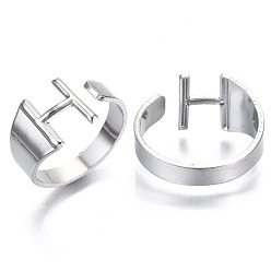 Letter H Alloy Cuff Finger Rings, Cadmium Free & Nickel Free & Lead Free, Alphabet, Platinum, Letter.H, US Size 8(18.1mm)