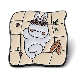 Others Cartoon Camping Rabbit Enamel Pins, Black Zinc Alloy Badge for Women, Bed Sheet, 29x29.5x2mm