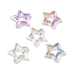 Couleur Mélangete Placage uv perles acryliques irisées arc-en-ciel, étoiles, couleur mixte, 26x27x5mm, Trou: 2mm