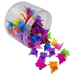 Color mezclado Niños accesorios para el cabello, pinzas para el cabello de la garra de plástico, mariposa, color mezclado, 16~18x18~19x19~21 mm, 50 unidades / caja