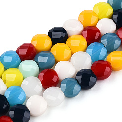 Colorido Cuentas opacas de color sólido cuentas de vidrio, facetados, plano y redondo, colorido, 6x4 mm, agujero: 1.4 mm, sobre 100 unidades / cadena, 22.05 pulgada (56 cm)