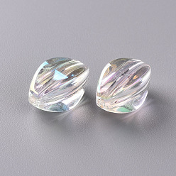 Clair AB Perles acryliques transparentes, de couleur plaquée ab , ovale, clair ab, 19x10.5x10.5mm, Trou: 2mm