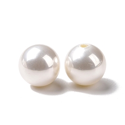 Blanc Abs perles en plastique, coquille d'imitation et perle, la moitié foré, ronde, blanc, 12mm, Trou: 1.2mm