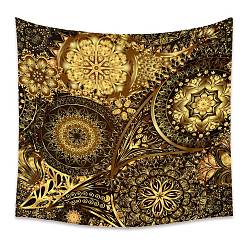 Oro Tapiz colgante de pared mandala bohemio de poliéster, para la decoración de la sala de estar del dormitorio, Rectángulo, oro, 1800x2300 mm