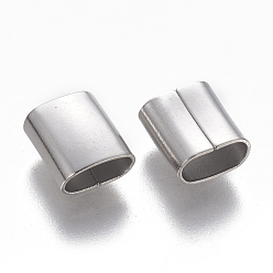 Stainless Steel Color 304 Stainless Steel Slide Charms/Slider Beads, For Leather Cord Bracelets Making, Rectangle, Stainless Steel Color, 9.5x8.5x5mm, Hole: 3.5x7.5mm
