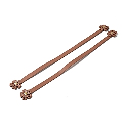 Saddle Brown Sakura Flower End Cowhide Leather Sew On Bag Handles, with Brass Findings, Bag Strap Replacement Accessories, Saddle Brown, 44.9x3.75x0.75cm, Hole: 1.8mm