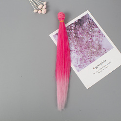 Rose Foncé Cheveux longs et raides de coiffure de poupée de fibre à haute température, pour bricolage fille bjd making accessoires, rose foncé, 25~30 cm
