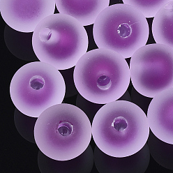 Medium Orchid Transparent Acrylic Beads, Rubber Style, Bead in Bead, Half Drilled Beads, Round, Medium Orchid, 15.5x15mm, Half Hole: 3.5mm
