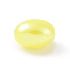 Jaune Perles de nacre en plastique ABS, ovale, jaune, 11x7.5mm, Trou: 1.6mm, environ1724 pcs / 500 g