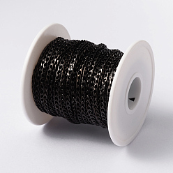 Electrophoresis Black 304 Stainless Steel Twisted Chain Curb Chains, with Spool, Unwelded, Electrophoresis Black, 5x3x0.8mm, about 65.61 Feet(20m)/roll