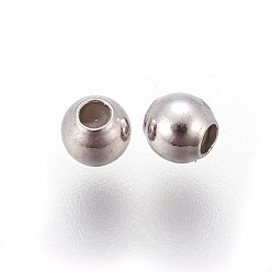 Platinum Rhodium Plated 925 Sterling Silver Stopper Beads, with Silicone inside, Platinum, 3.5x3mm, Hole: 0.5mm
