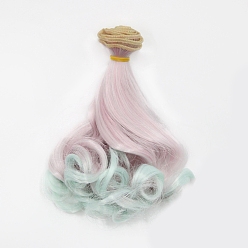 Rose Brumeux Cheveux de perruque de poupée de coiffure permanente de poire longue de fibre à haute température, pour bricolage fille bjd making accessoires, rose brumeuse, 5.91~39.37 pouce (15~100 cm)