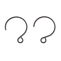 Electrophoresis Black Ion Plating(IP) 316 Surgical Stainless Steel Earring Hooks, with Horizontal Loops, Electrophoresis Black, 19x15mm, Hole: 3x2.6mm, 22 Gauge, Pin: 0.6mm