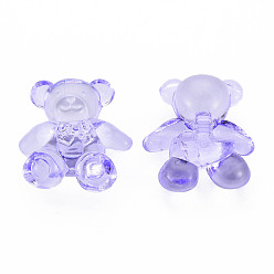 Lilas Perles acryliques transparentes, ours, lilas, 26.5x24.5x15mm, Trou: 3mm, environ135 pcs / 500 g