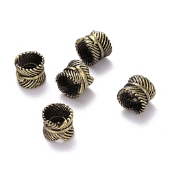 Brushed Antique Bronze Tibetan Style Brass Beads, Cadmium Free & Lead Free, Column & Leather, Brushed Antique Bronze, 6x5mm, Hole: 2.5mm