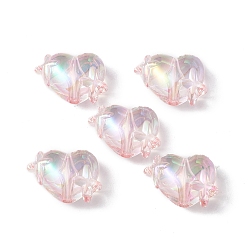 Misty Rose Transparent Acrylic Beads, AB Color Plated, Heart with Star, Misty Rose, 14.5x19.5x10mm, Hole: 2mm
