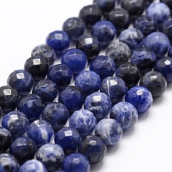 Sodalite Sodalites naturelles brins de perles, Grade a, facette, ronde, 6mm, Trou: 1mm, Environ 61 pcs/chapelet, 14.9 pouces ~ 15.1 pouces
