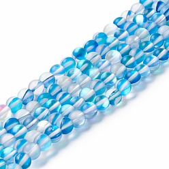 Light Sky Blue Synthetic Moonstone Beads Strands, Round, Light Sky Blue, 6mm, Hole: 0.8mm, about 63pcs/strand, 14.57''~15.55''(37~39.5cm)