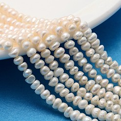 Creamy White Grade A Natural Cultured Freshwater Pearl Beads Strands, Polished, Rondelle, Creamy White, 7~8mm, Hole: 0.8mm, about 73pcs/strand, 13.77 inch~14.17 inch