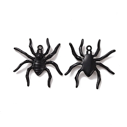 Electrophoresis Black Alliage de placage de rack pandants de style halloween, araignée, électrophorèse noir, 37x35.5x4mm, Trou: 1.7mm