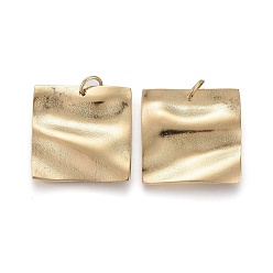 Golden Ion Plating(IP) 304 Stainless Steel Pendants, with Jump Ring, Textured, Square, Golden, 15.5x16x2mm, Jump Ring: 4x0.5mm, 3mm Inner Diameter