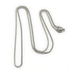 Stainless Steel Color Trendy Unisex 201 Stainless Steel Box Chain Necklaces, with Lobster Claw Clasps, Stainless Steel Color, 21.65 inch(55cm)