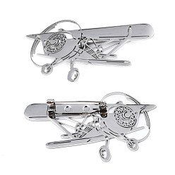 Stainless Steel Color 201 Stainless Steel Plane Lapel Pin, Creative Badge for Backpack Clothes, Nickel Free & Lead Free, Stainless Steel Color, 34.5x57x7mm, Pin: 0.7mm