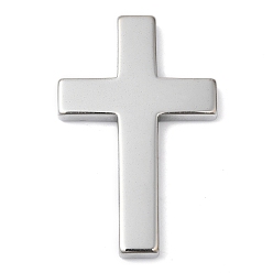 Platinum Plated Electroplated Synthetic Non-magnetic Hematite Cabochons, Religion Cross, Platinum Plated, 50x32x4.5mm