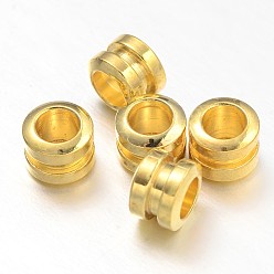 Золотой Spacer бисер латунные, рифленая колонна, золотые, 5x4 мм, отверстие : 2.5 мм