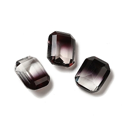 Jet Faceted K9 Glass Rhinestone Cabochons, Pointed Back, Rectangle, Jet, 10x8x4.2mm