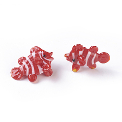 Red Home Decorations, Handmade Lampwork Display Decorations, Tropical Fish, Red, 27~31x13~15x24~27mm