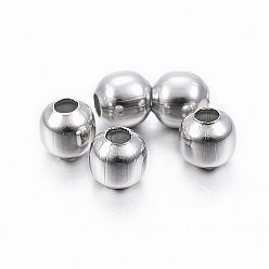 Stainless Steel Color 304 Stainless Steel Beads, Round, Stainless Steel Color, 3x3mm, Hole: 1mm