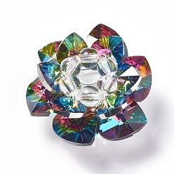 Colorido Perlas de vidrio tejida, perlas de racimo, loto, colorido, 35x19 mm, agujero: 8 mm