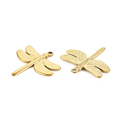 Real 18K Gold Plated 201 Stainless Steel Pendants, Dragonfly, Real 18K Gold Plated, 29.5x30x2mm, Hole: 2mm