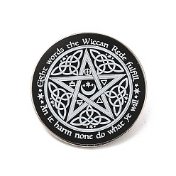 Negro Broche de aleación con nudo marinero y estrella, palabra ocho palabras la insignia wiccan rede cumplir para ropa de mochila, negro, 30x1.8 mm