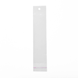 Clair Sacs de cellophane en plastique rectangle, scellage auto-adhésif, avec trou de suspension, clair, 25x5x0.01 cm