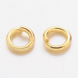 Oro Anillos de cobre amarillo del salto, anillos del salto abiertos, sin plomo y cadmio, dorado, 20 calibre, 4x0.8 mm, diámetro interior: 2.4 mm, Sobre 11000 unidades / 500 g