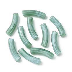 Vert mer Foncé Perles acryliques bicolores, pierre d'imitation, tube incurvé, vert de mer foncé, 31x9.5x7.5mm, Trou: 1.8mm
