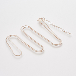 Rose Gold Brass Square Snake Chain Necklace Making, with Lobster Claw Clasps, Rose Gold, 24.4 inch(62.2cm), 1mm