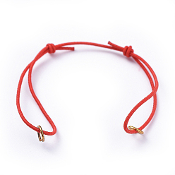 Rouge Cordon bracelet élastique faisant, avec des anneaux de saut de fer, réglable, rouge, 130mm