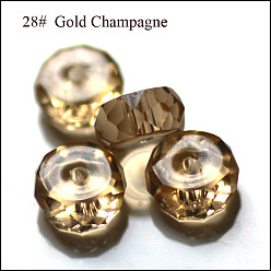 Gold Imitation Austrian Crystal Beads, Grade AAA, Faceted, Flat Round, Gold, 8x3.5mm, Hole: 0.9~1mm
