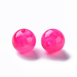 Темно-Розовый Акриловые бусины, имитация драгоценных камней, круглые, темно-розовыми, 12 мм, отверстие : 2 мм, Около 560 шт / 500 г