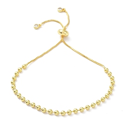 Настоящее золото 18K Долговечные латунные браслеты-слайдеры с круглыми бусинами для женщин и мужчин, без кадмия и без свинца, реальный 18 k позолоченный, 10-5/8 дюйм (27 см), бусина : 4 mm