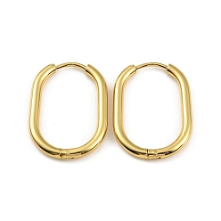 Real 18K Gold Plated Ion Plating(IP) 304 Stainless Steel Oval Hoop Earrings, Real 18K Gold Plated, 27x19.5x3mm, Pin: 1mm