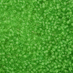 Lime Vert 12/0 grader des perles de rocaille en verre rondes, style givré transparent, lime green, 2x1.5mm, Trou: 0.8mm, 30000 pcs /sachet 
