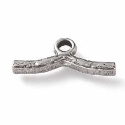 Stainless Steel Color 304 Stainless Steel Toggle Clasps Parts, Textured, Bar, Stainless Steel Color, 18x6x2mm, Hole: 2mm